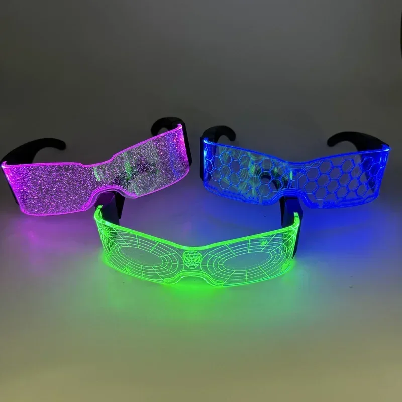 Glow Luminous Glasses Acrylic Technology Glasses Folding Colorful Goggles Suitable for Music Festivals,concerts,parties 2025 New