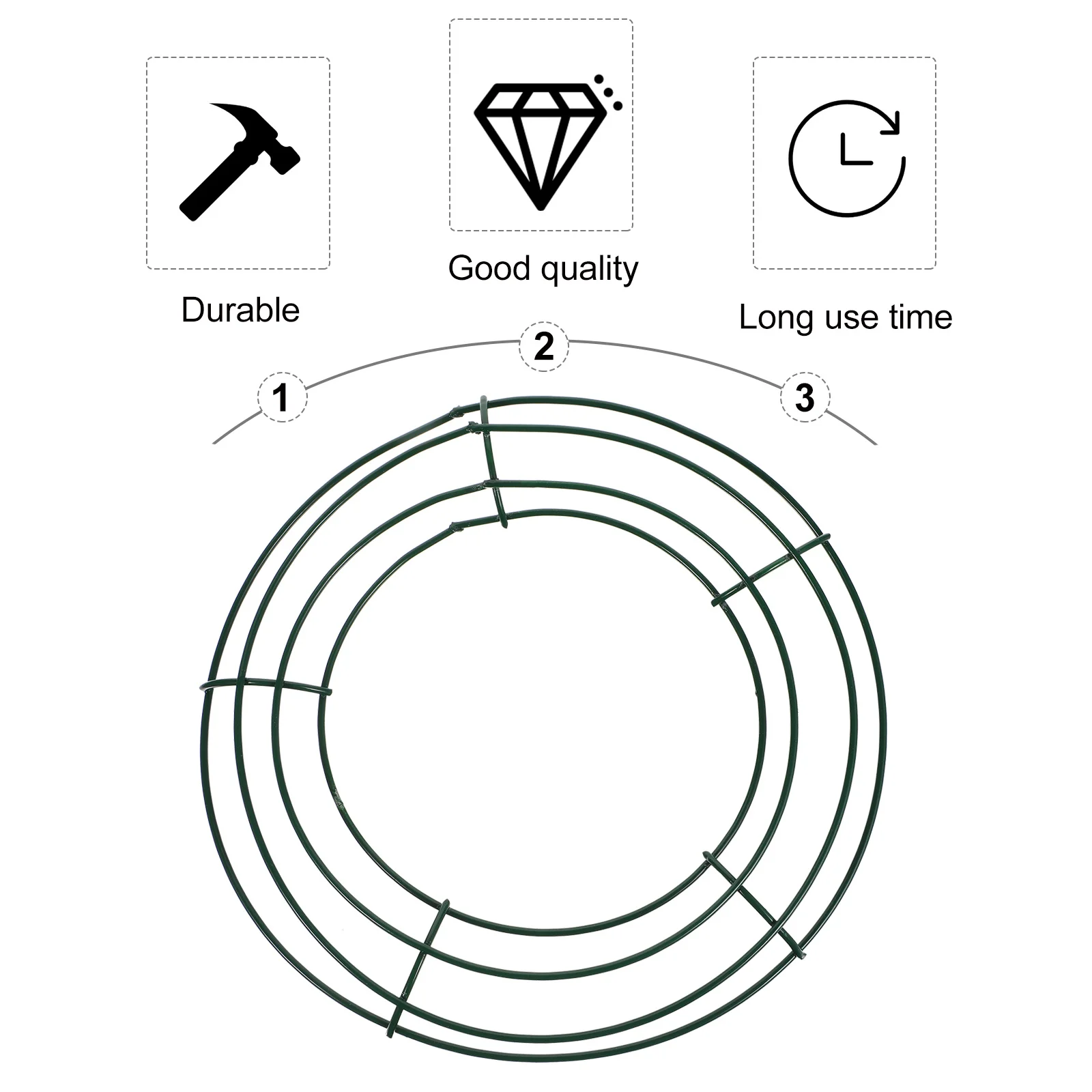 

5Pcs Green Coated Metal Wreath Frame Iron Wire Round Wreath Making Ring DIY Floral Garland Base Christmas Supplies