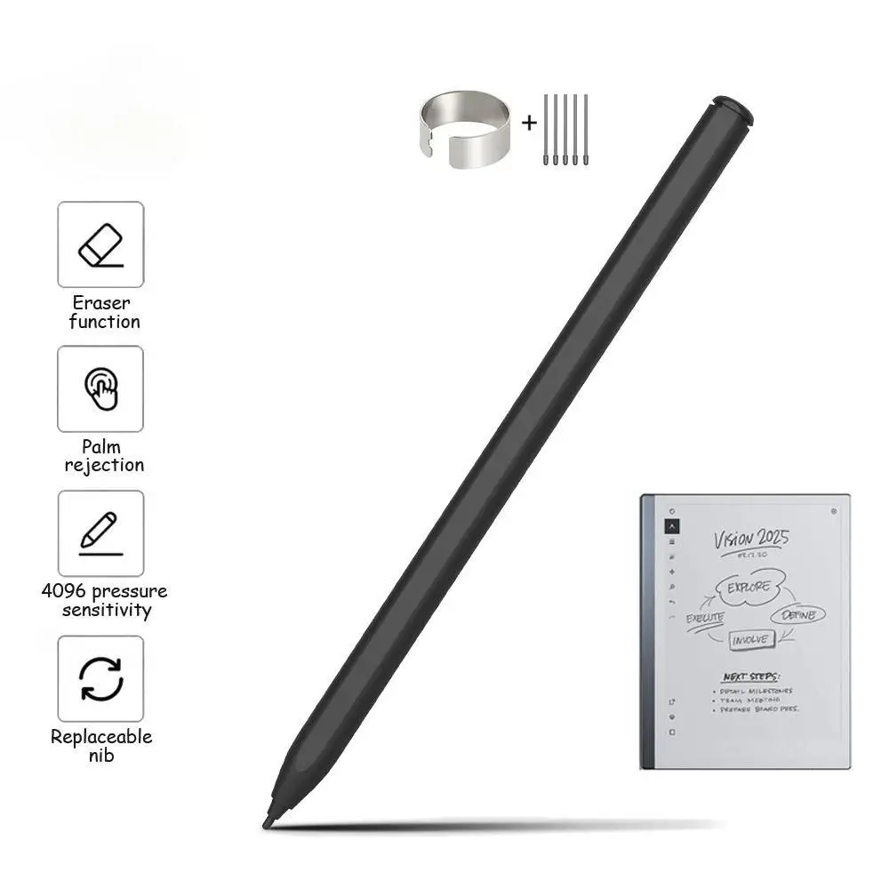 EMR Stylus Pen for ReMarkable 2 Samsung BOOX 4096 Pressure Sensitivity Eraser Palm Rejection Tilt Sensing for Kindle Scribe