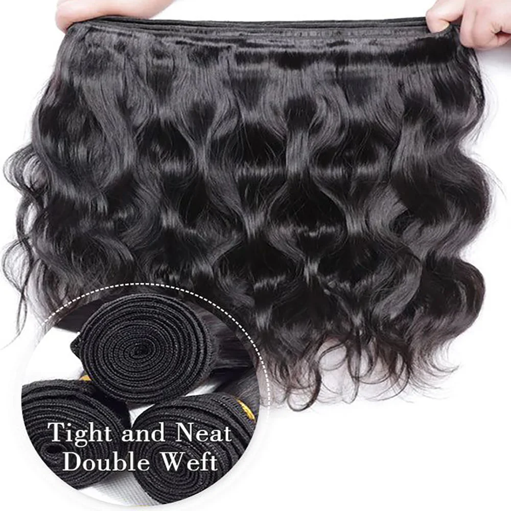 12A Human Hair Bundles Body Wave 100% ที่ยังไม่ได้บราซิล Virgin Hair รวมกลุ่มผมมนุษย์สีดําธรรมชาติ Body Wavy