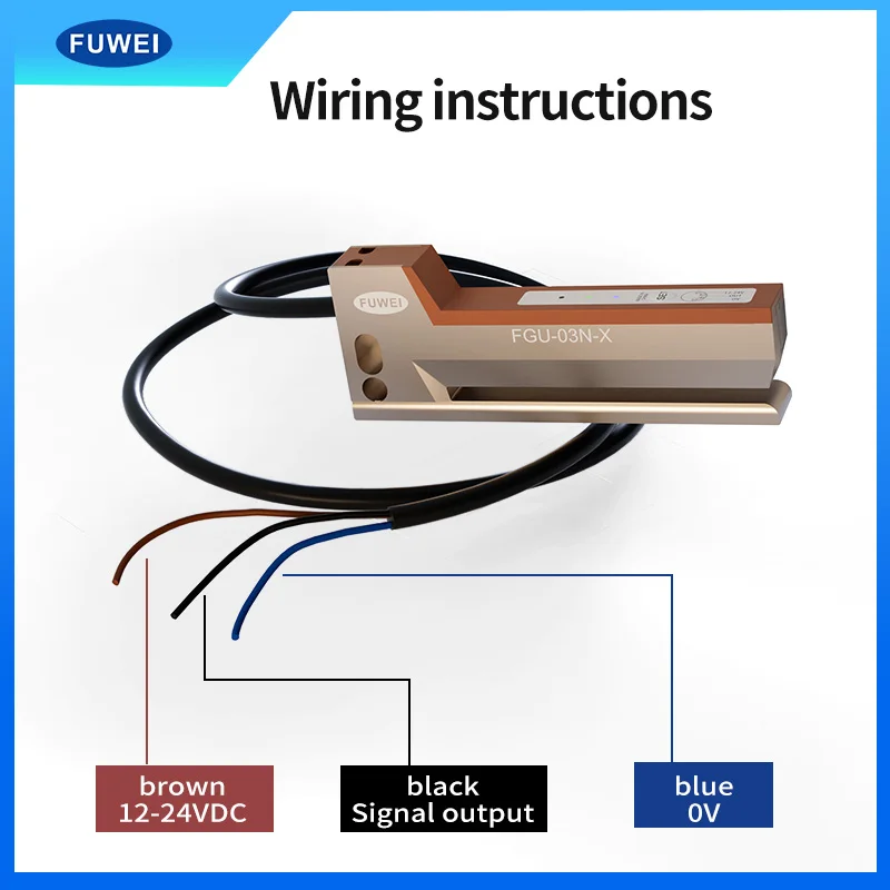 

FGU-03N-X Photoelectric Label Sensor Key for Labeling Machine - 3mm Detection Slot Non-transparent Paper Adjustment