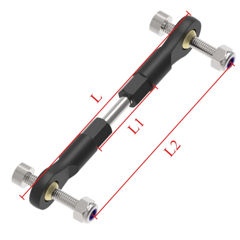 304 Stainless Steel M3 Ball Link Rods & Steering Joints, 25mm-300mm Assorted Lengths - for RC Cars, Airplanes, Boats