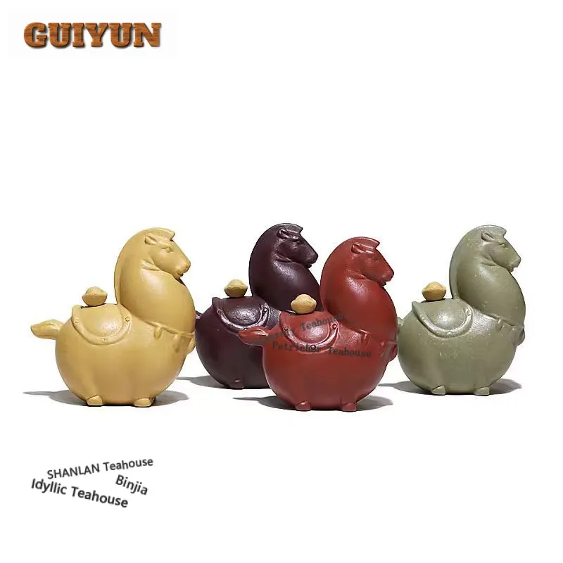 

Yixing Purple Clay Horse Yuanbao Tea Pet Creative Exquisite Miniatures Tea Figurine Play Toys Tea Statue Ornaments Workmanship