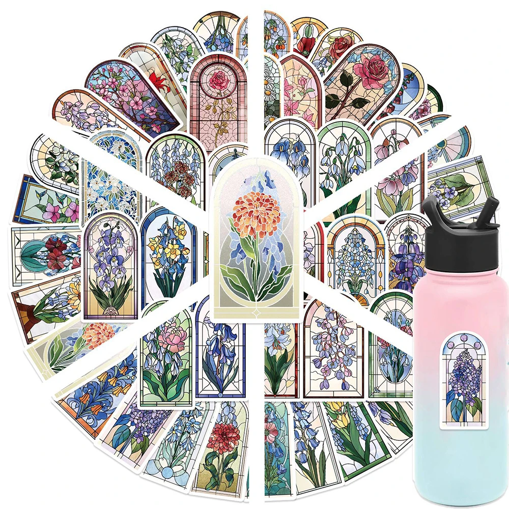 10/30/50pcs INS Style Window Flower Graffiti Stickers for Laptop Luggage Stationery Artsy Aesthetic Cartoon Decoration Decals