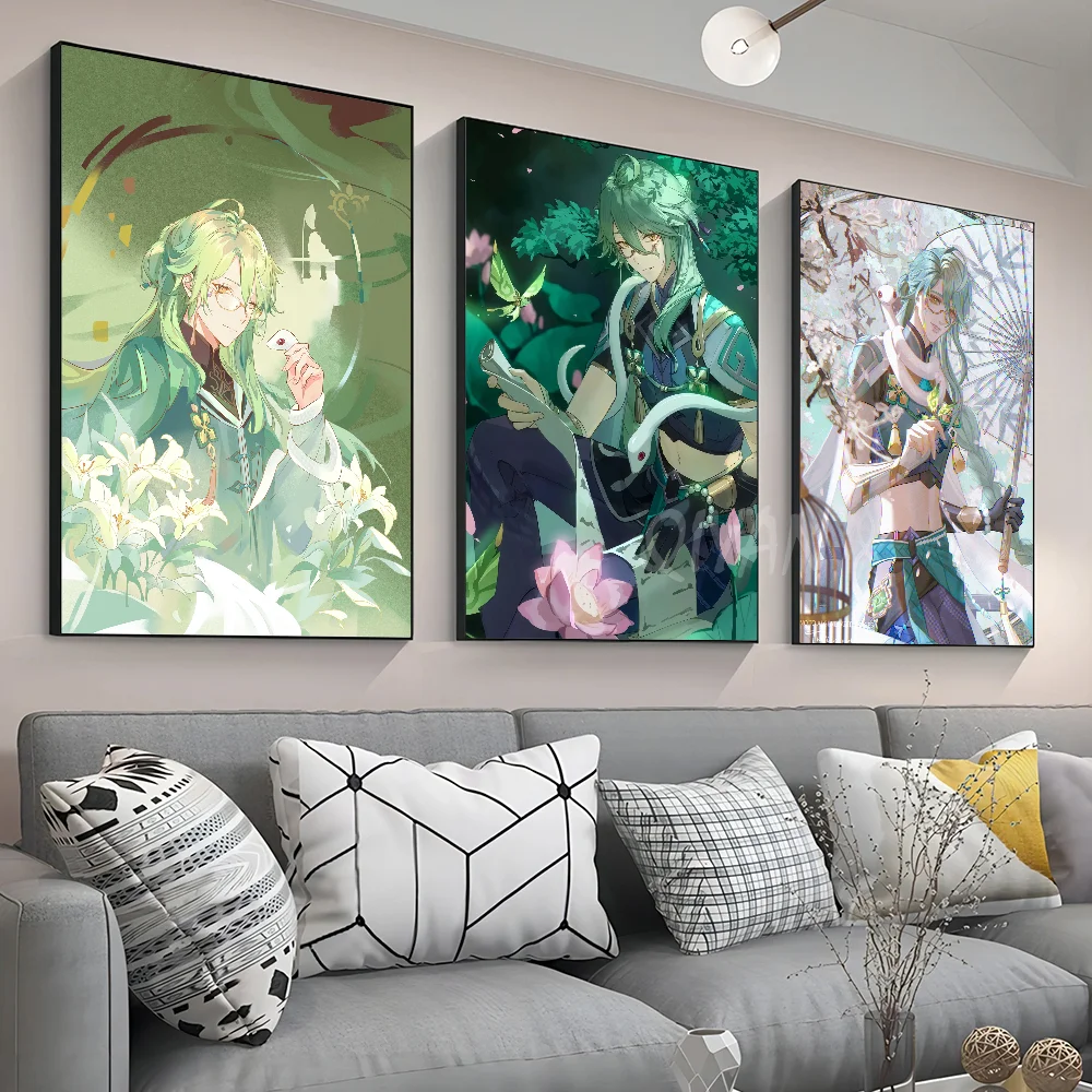 1pc Game Genshin Impact Accounts Baizhu Poster Stickers Art Wall Murals Decor Game