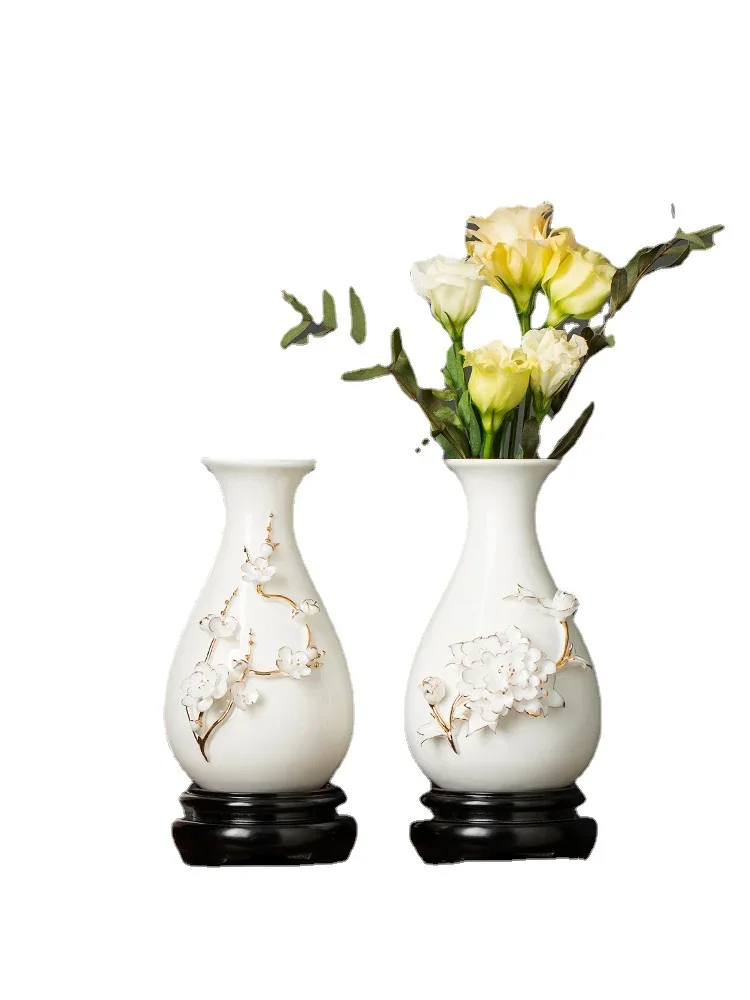 

High-grade gold-tracing ceramic vase light luxury ornaments Living room dining table flower arrangement home new Chinese style