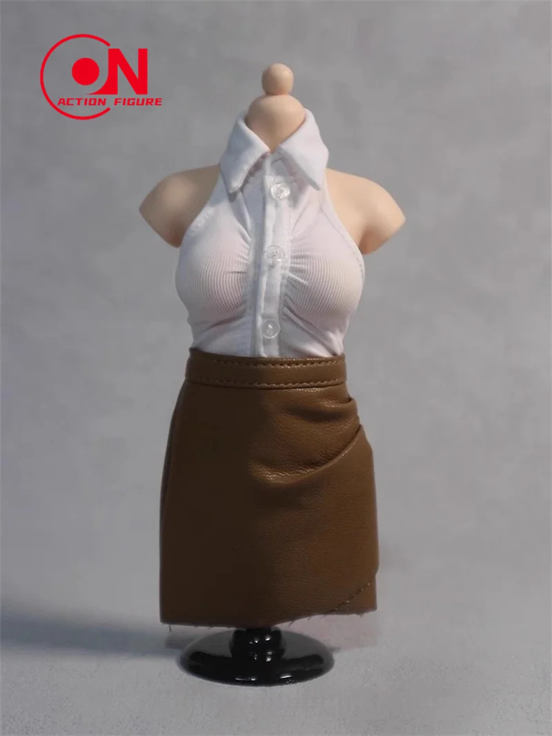 DMTOYS DF074 1/6 Women Sleeveless Shirt Leather Short Skirt Workplace Secretary Clothing For 12" Soldier Action Figure Dolls #5