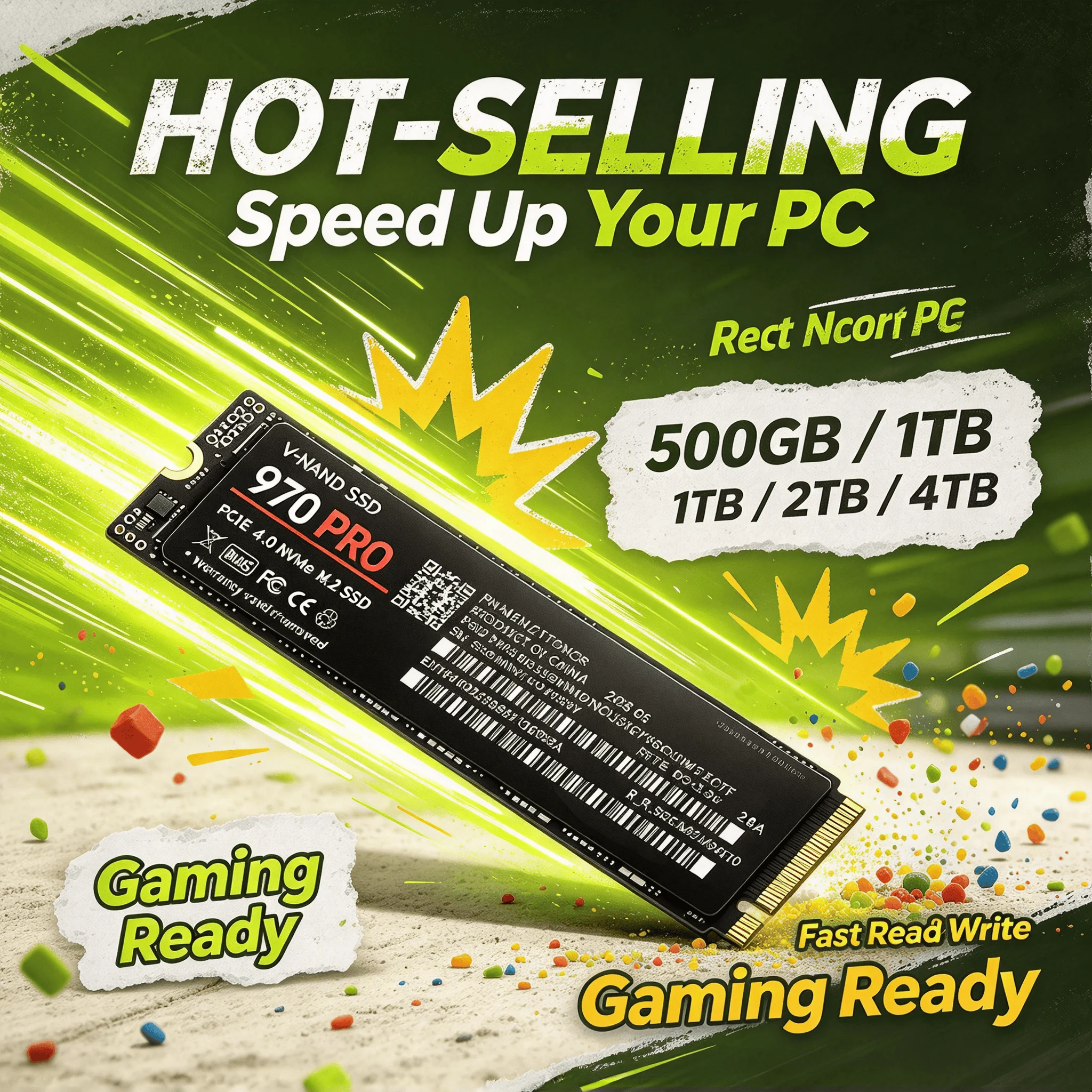 PCIe 4.0x4 M.2 NVMe 970 PRO SSD 500GB 1TB 2TB 4TB 7300MB/s Drive Loads Games in Seconds PS5 Laptop Desktop Pro