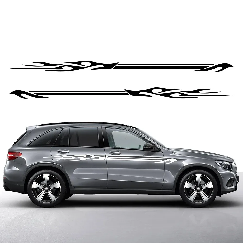 

2Pcs Flame Stripes Car Side Stickers Racing Style Decals For Volkswagen Audi Tesla Skoda Volvo BMW Seat Subaru Auto Accessories