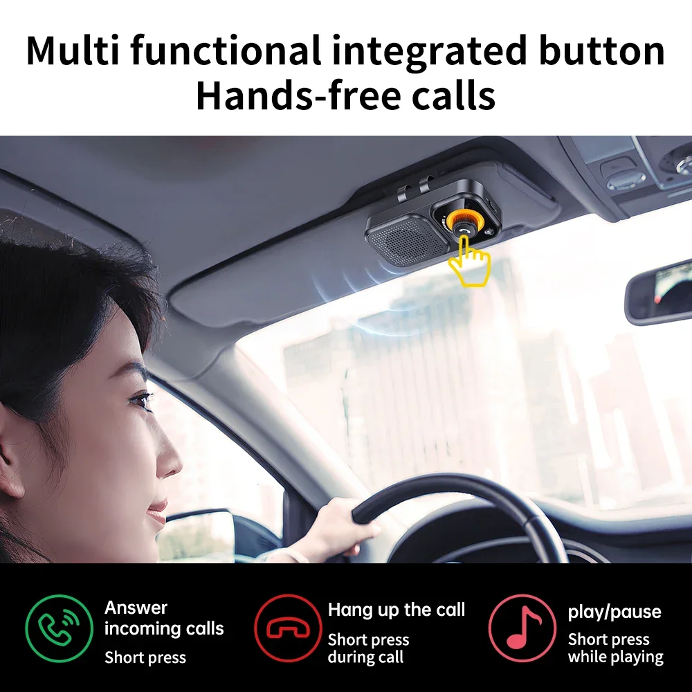 Car Bluetooth 5.4 Speaker Car Phone HandsFree Wireless Bluetooth Speaker Kit with Visor Clip Support Siri Google Voice Assistant