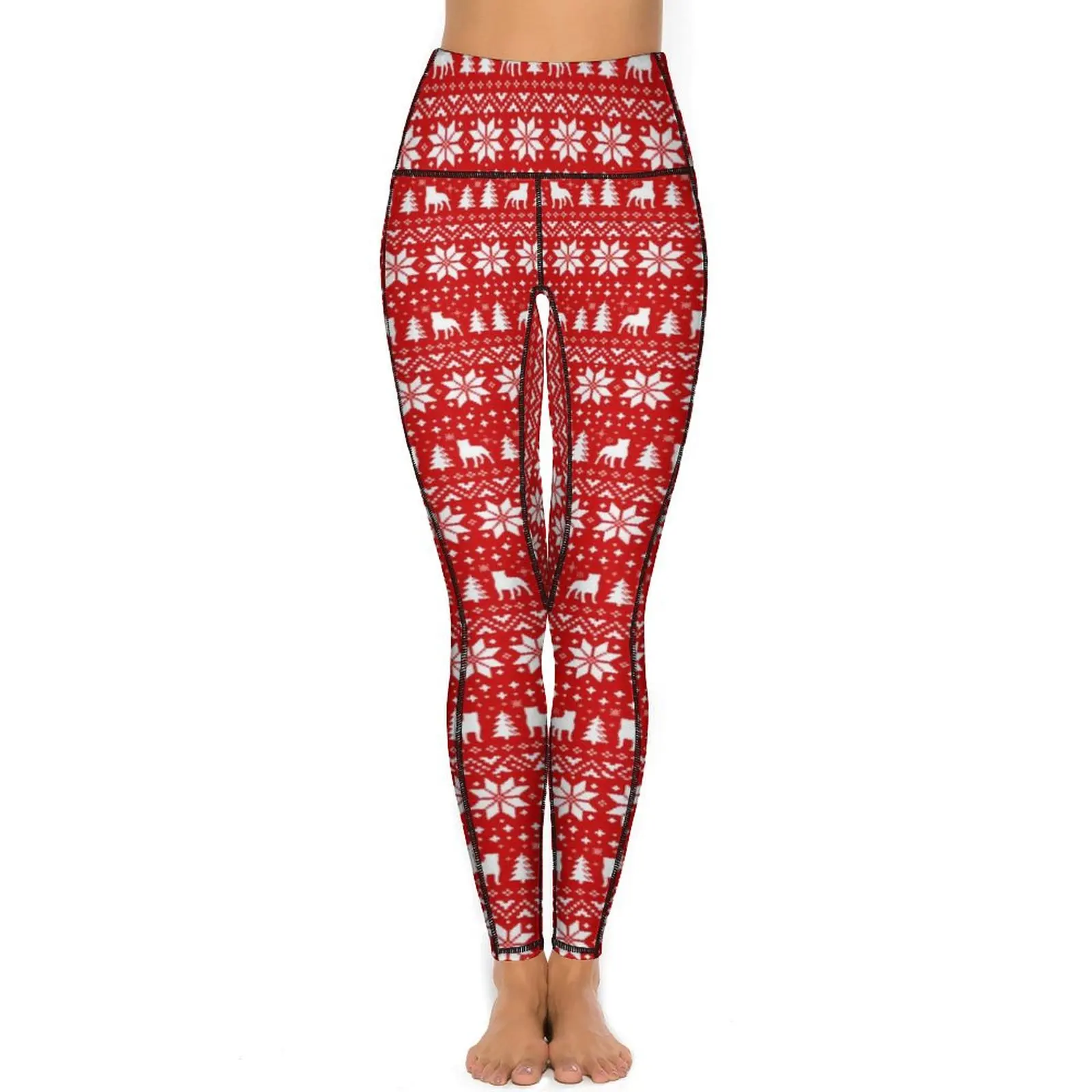 Vintage Christmas Staffy Xmas Leggings  Push Up Yoga Pants Aesthetic Stretchy Yoga Legging Lady Custom Gym Sport Pants