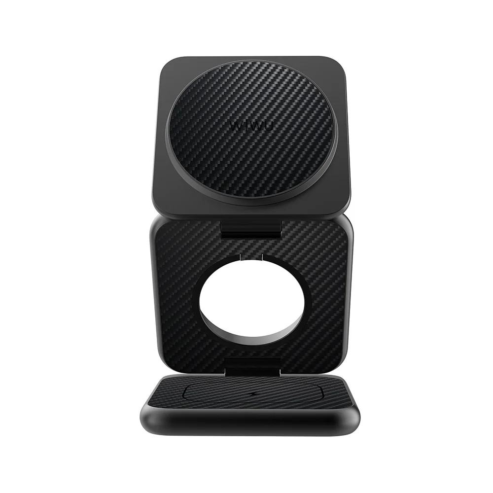 WiWU Kevlar 3 in 1 Wireless Charger for iPhone 17 16 15 Magnetic Fast Charging 15W Qi2.0 Wireless Charging for Apple Watch - Image 2
