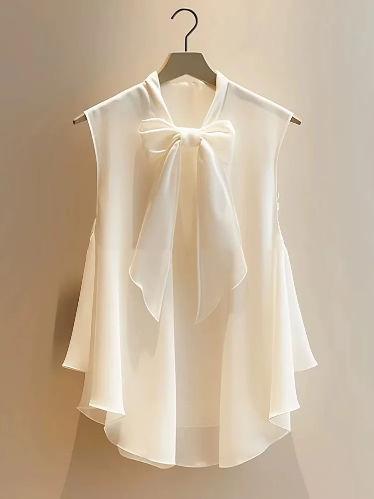 

Женский шифоновый топ Ele с узлом, летний, новый дизайн, уникальный, свободный крой, французский стиль, чистый шифон