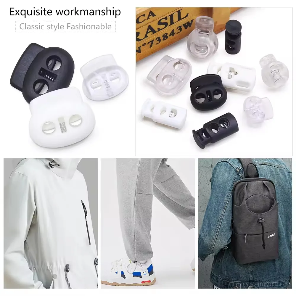 12pcs Plastic Cord Lock Stopper Toggle Clip Block Retainer for Drawstring Elastic Lanyard Paracord Rope Garment Bag Accessories