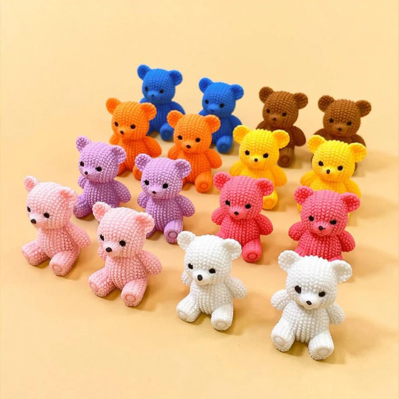 1PC miniature di orso di simulazione stereo in tinta unita orso seduto ornamento creativo decorazione del desktop gioielli fai da te animale carino