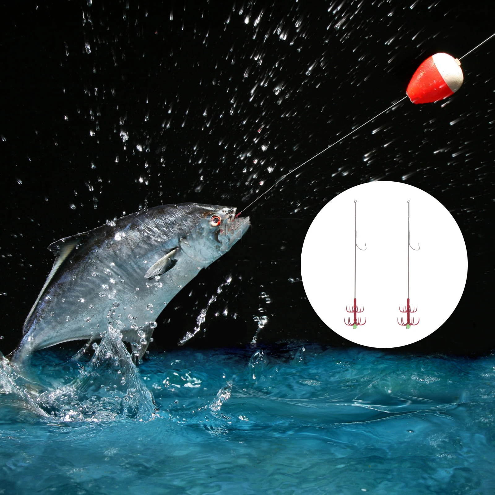 

2Pcs Multi-Use Double-Layer Outdoor Fishing Hook Squid Octopus Gear Stainless Steel Double Umbrella Hooks Umbrella Octopus Hook