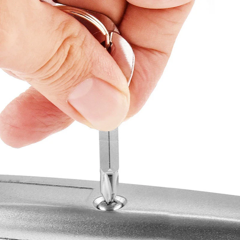 1 Set Stainless Steel Mini EDC Multifunction Screwdriver Key Shape Slotted Screwdrivers Keychain Pocket Repair Tool