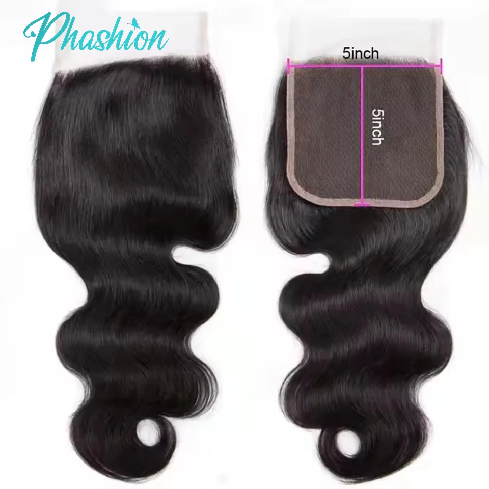 Phashion 26 Inch 4x4 5X5 Straight Lace Closure Only Pre Plucked Swiss HD Transparent Lace 100% Remy Human Hair For Black Women