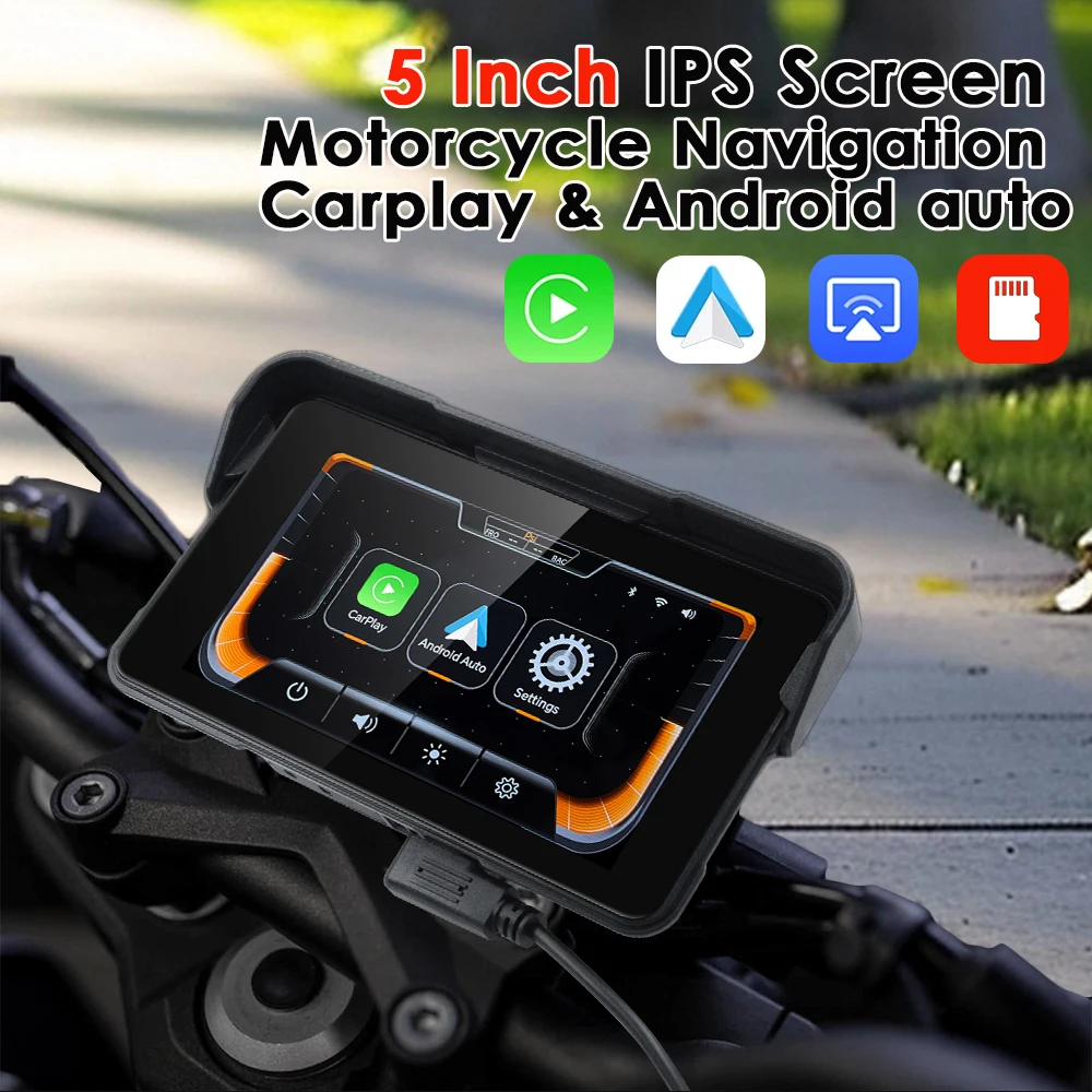 5-дюймовый Moto Wireless CarPlay и Android Auto Съемная приборная панель мотоцикла GPS-навигационный экран Цифровой дисплей Водонепроницаемый
