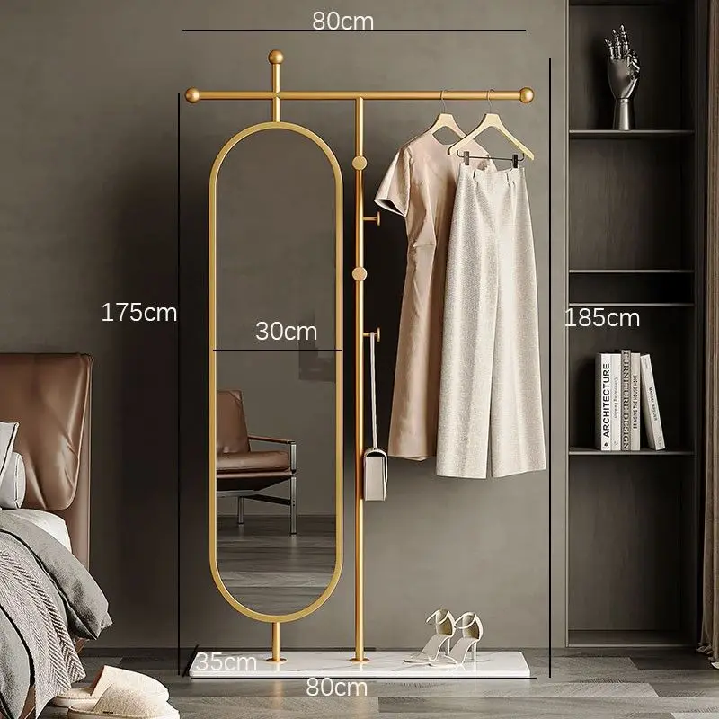 Floor-to-ceiling coat rack Bedroom Hotel Home with full-length mirror Rotatable full-body mirror