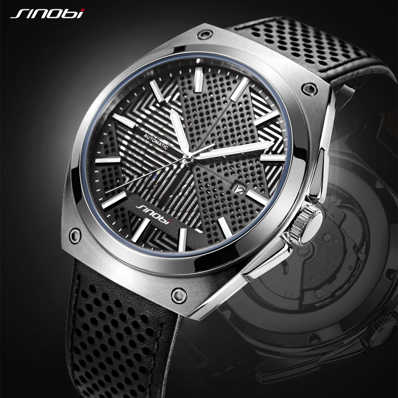 

SINOBI Top Brand Sports Men Mechanical Wristwatch Sapphire Luxury Automatic Watch Men's Stainless Steel Waterproof Male Clock