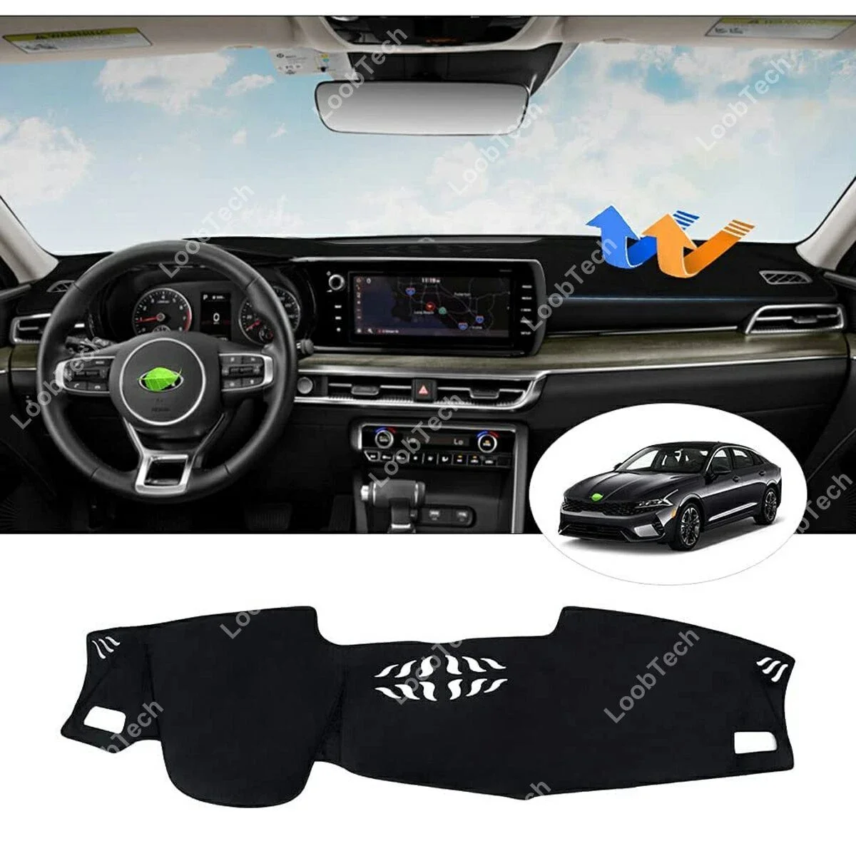 

Dashboard Cover Interior Center Console Protector Mat Pad Carpet For KIA K5 2022-2023