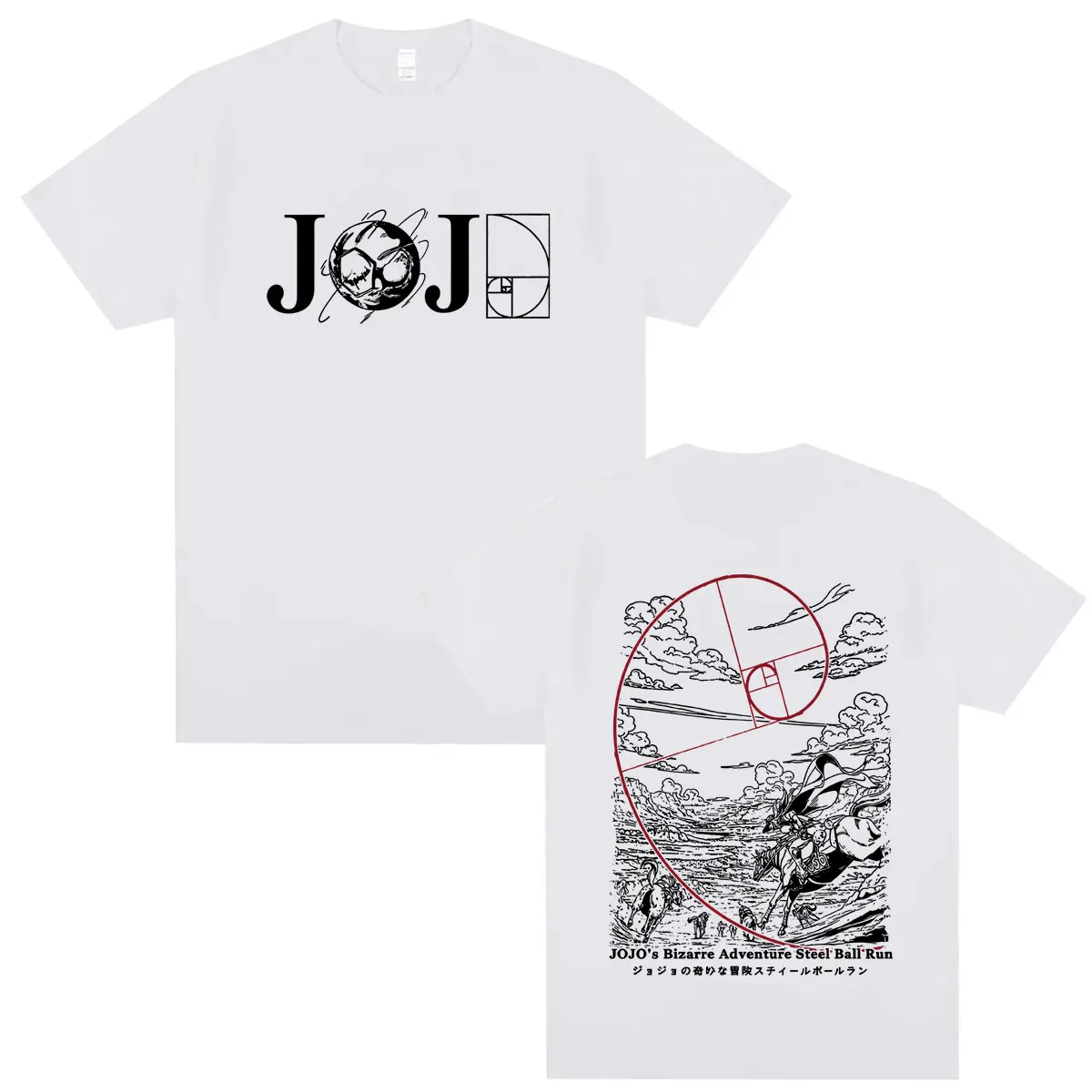 2026 Anime Jojo Bizarre Adventure Steel Ball Run T-Shirt Sommer Herren Damen Manga T-Shirts Männlich Vintage Lässige Streetwear – Detail 3