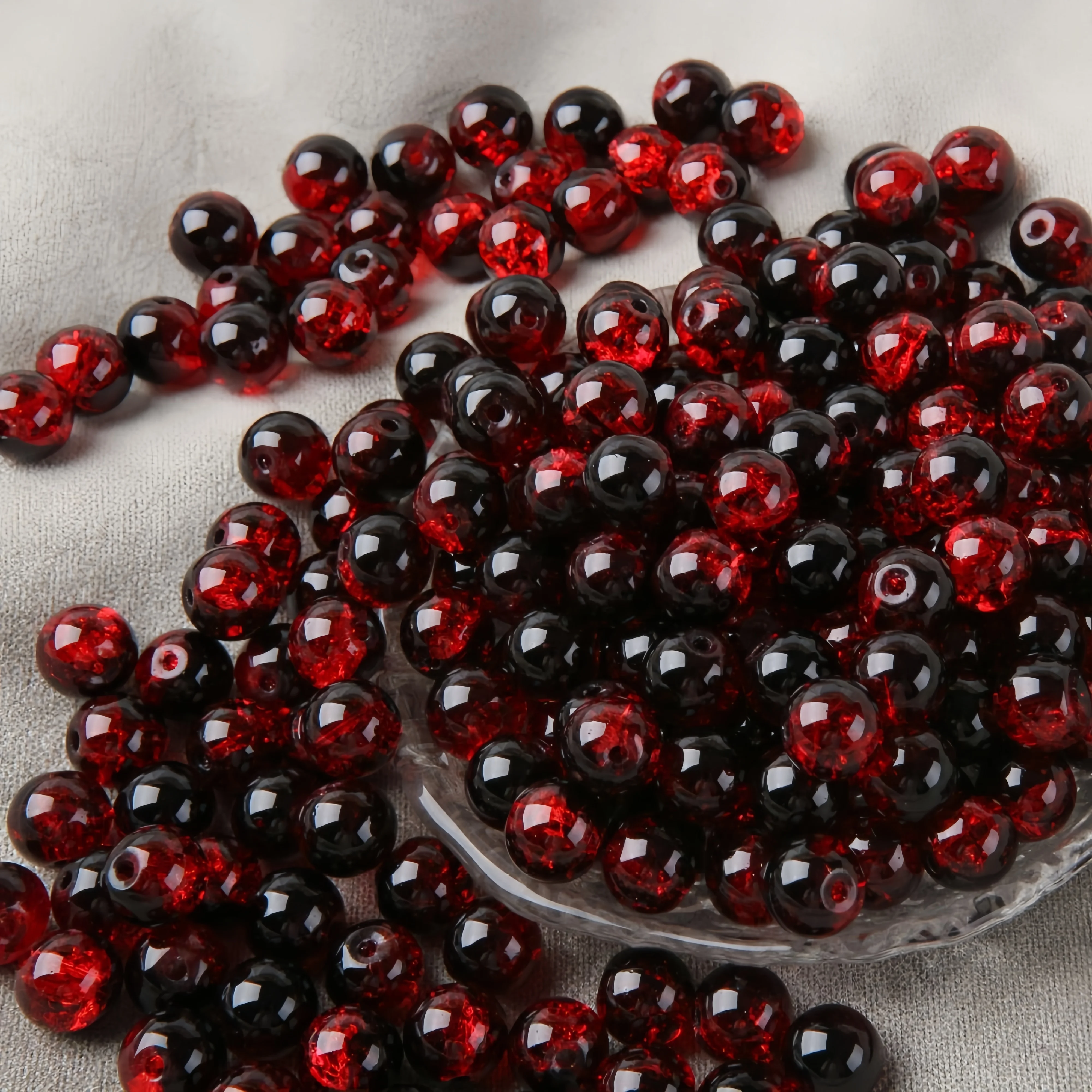 8mm 150pcs DIY Dual Color Cracked Round Beads, Scattered Beads. Can Be Used for Accessories Such as Bracelets and Necklaces. image 6