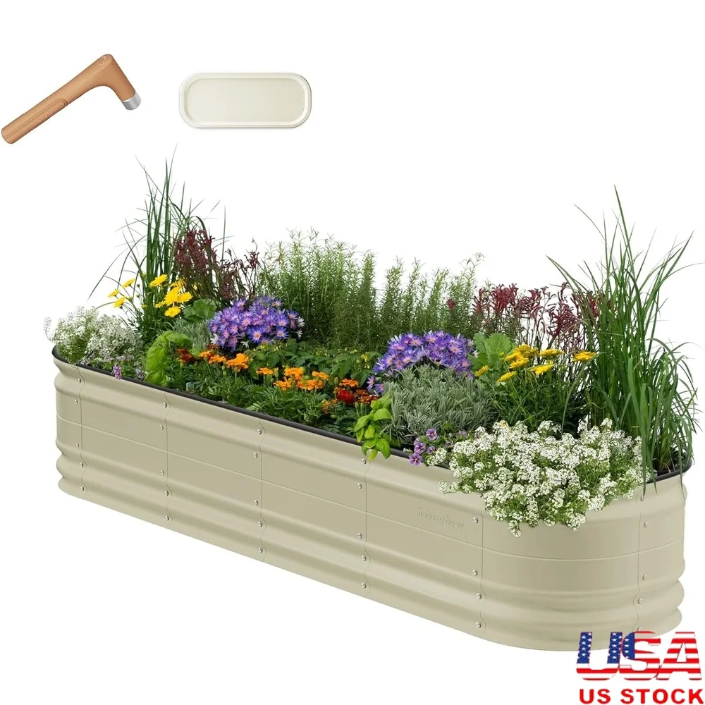 

9 in 1 Modular Metal Raised Garden Bed Kit 17 Inch Tall Planter Vegetables Flowers with Magnetic Plant Tags and Wrench