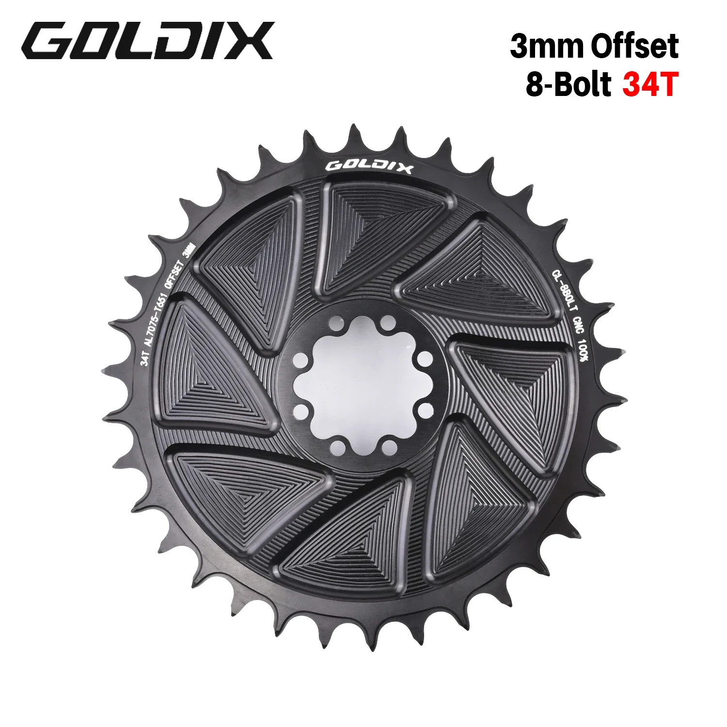 GOLDIX 8-Loch-Direct-Mount-AERO-Fahrradkettenblatt, schmal-breit, CNC-gefrästes Aluminium-Kettenrad für Rennrad- und MTB-Kurbelgarnituren
