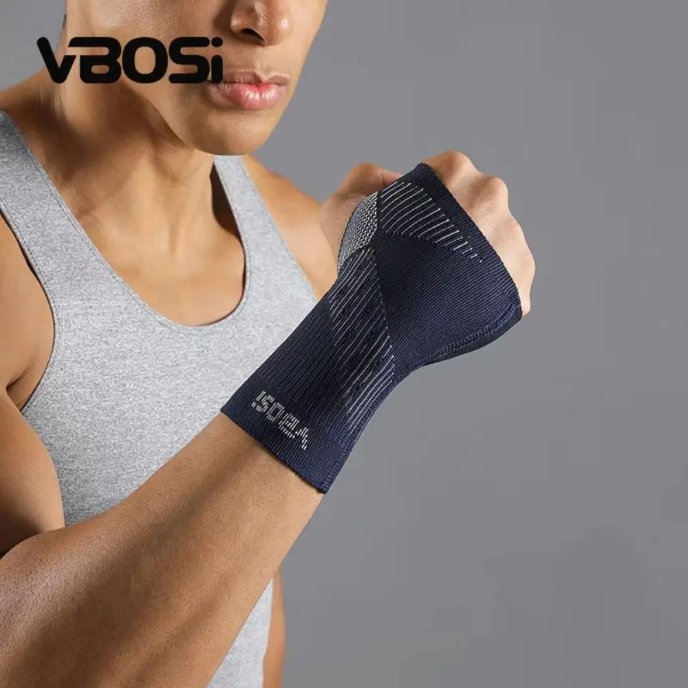 

Polyester Cotton Elastic Wristband Adjustable Elastic Decompression Carpal Tunnel Brace Black White Blue