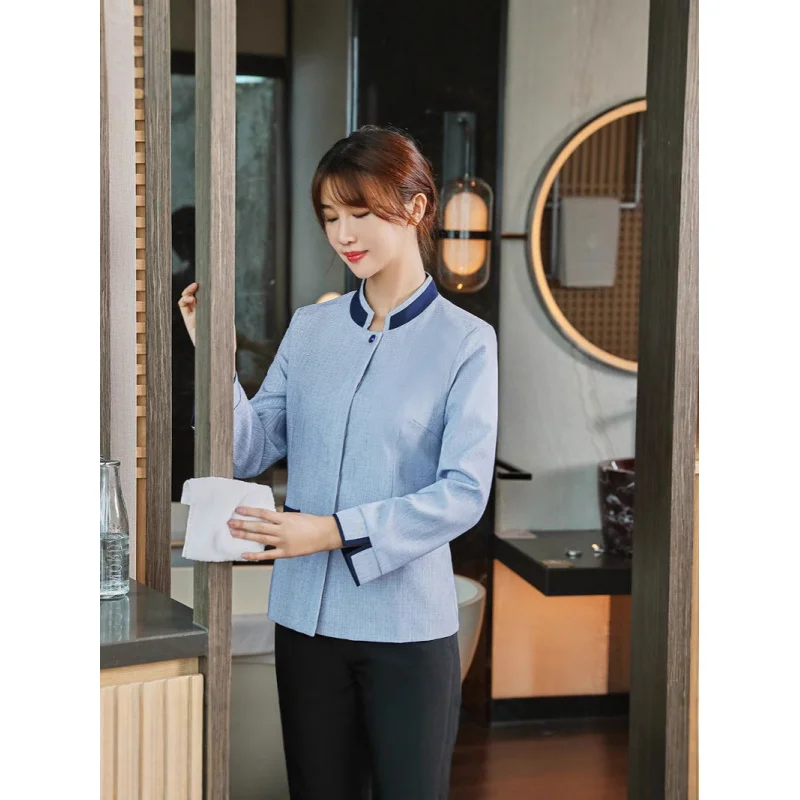 Cleaning Work Clothes Long Sleeve Female Autumn and Winter Set Hotel Room Property Aunt Cleaner Work Clothes Thickened