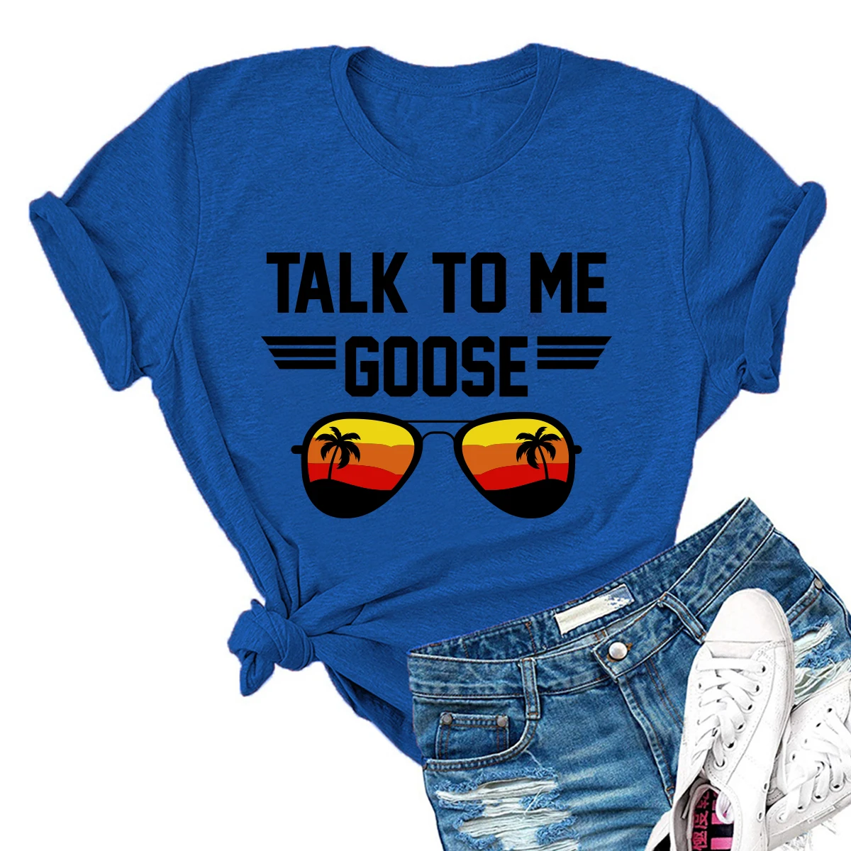 Seeyoushy TALK TO ME GOOSE 2023 Summer New Short Sleeve Women's T-shirt Trend Holiday Top Y2K Aesthetic Streetwear Polera Mujer