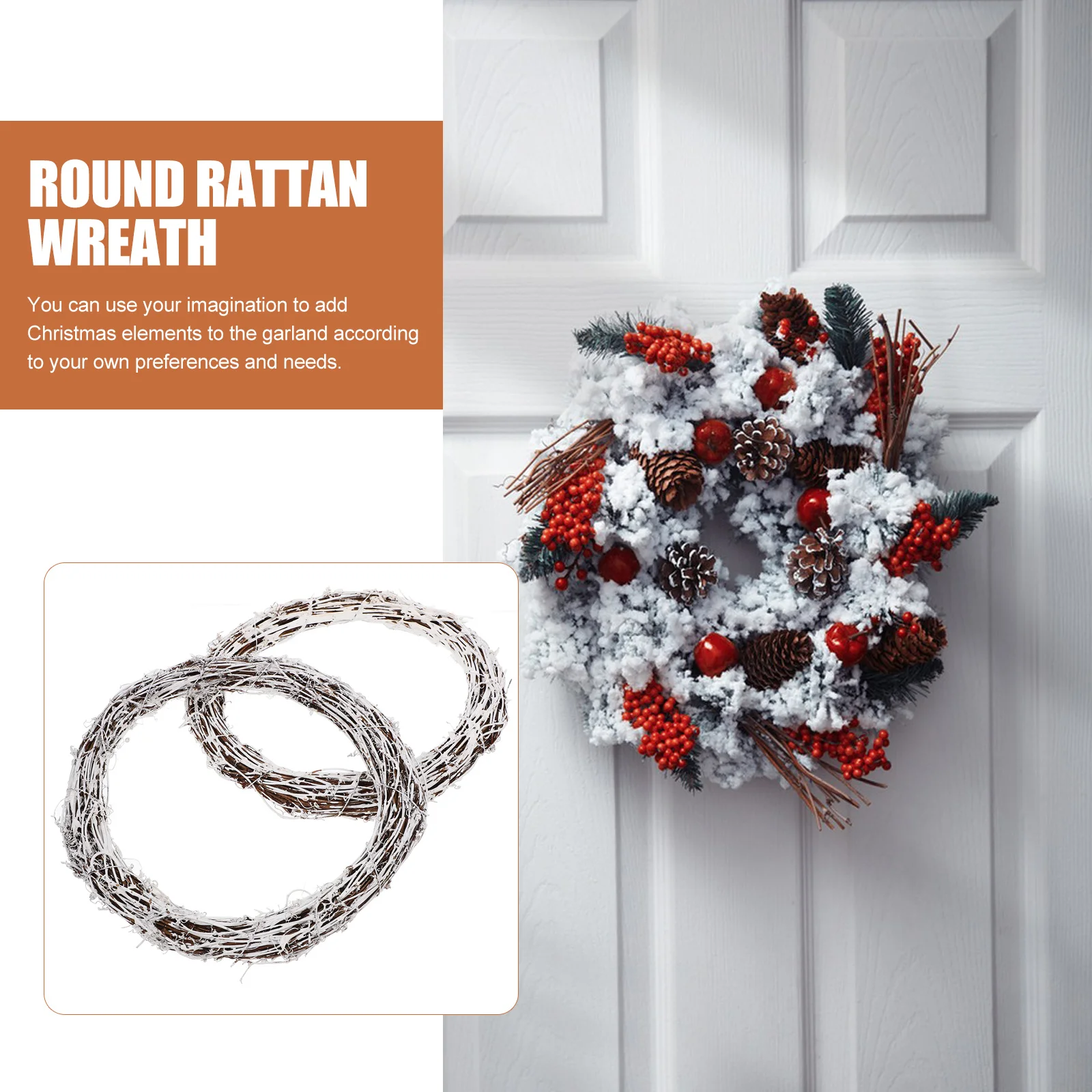 

2Pcs DIY Rattan Ring Plain Wreaths for Decorating Small Wreath Frames Craft Projects Home Holiday Festive Decor