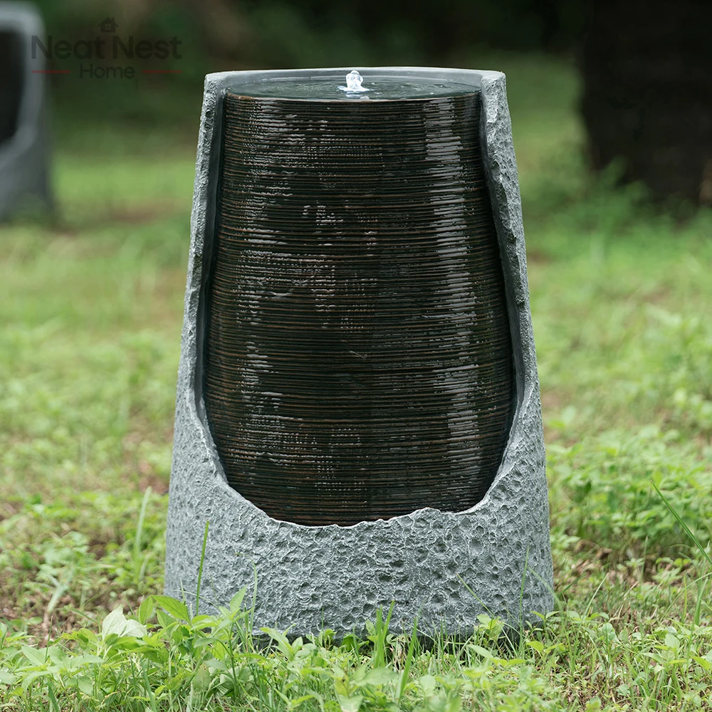 

indoor/outdoor Polyresin Water Fountain, Unique Broken Urn Fountain Chic Dynamic Modern Design for Garden,Lawn, Backyard, Porch