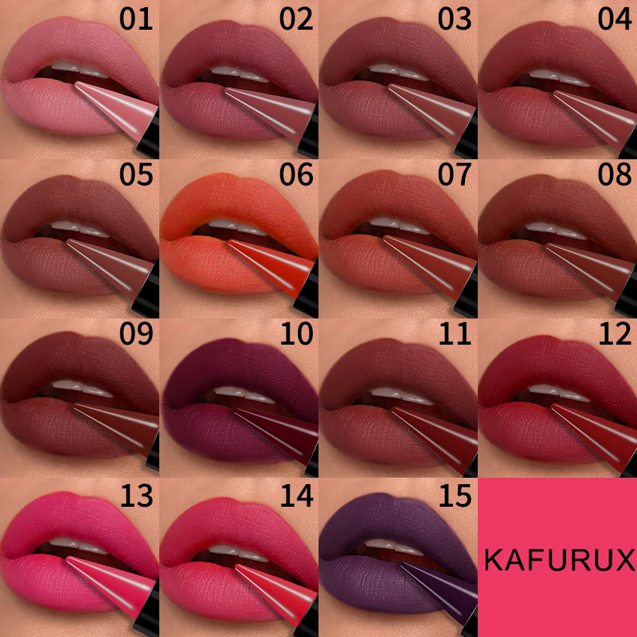 15-kleuren sexy rode lippenstift pen waterdichte matte contour tint lippenstift langdurige lip glazuur bruine lipliner potlood lip make-up