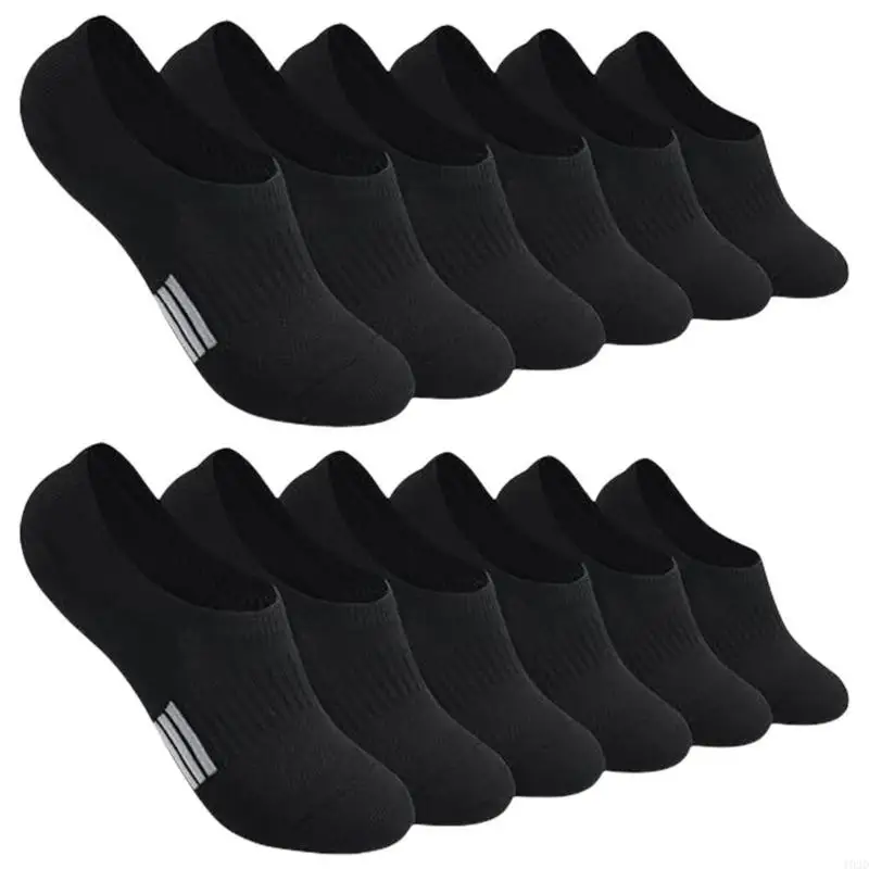 6 أزواج من الجوارب القصيرة للرجال والنساء، جوارب قارب منخفضة مضادة للخفيف، مناسبة للأحذية الرياضية والملابس الكاجوال