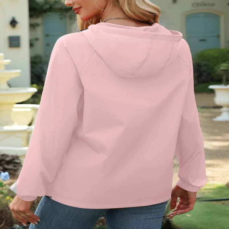 

Rain Jacket for Women Waterproof Windbreaker Jacket with Hood Packable Raincoat with Pockets