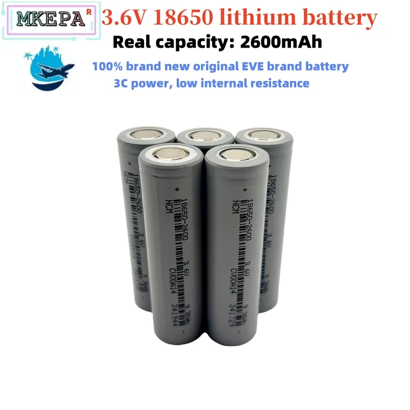 New 2025 18650 2600mAh Battery 3.6V 3C Discharge Lithium Ion Rechargeable Battery for Powerbank Lamp Flashlight 18650 Batteries
