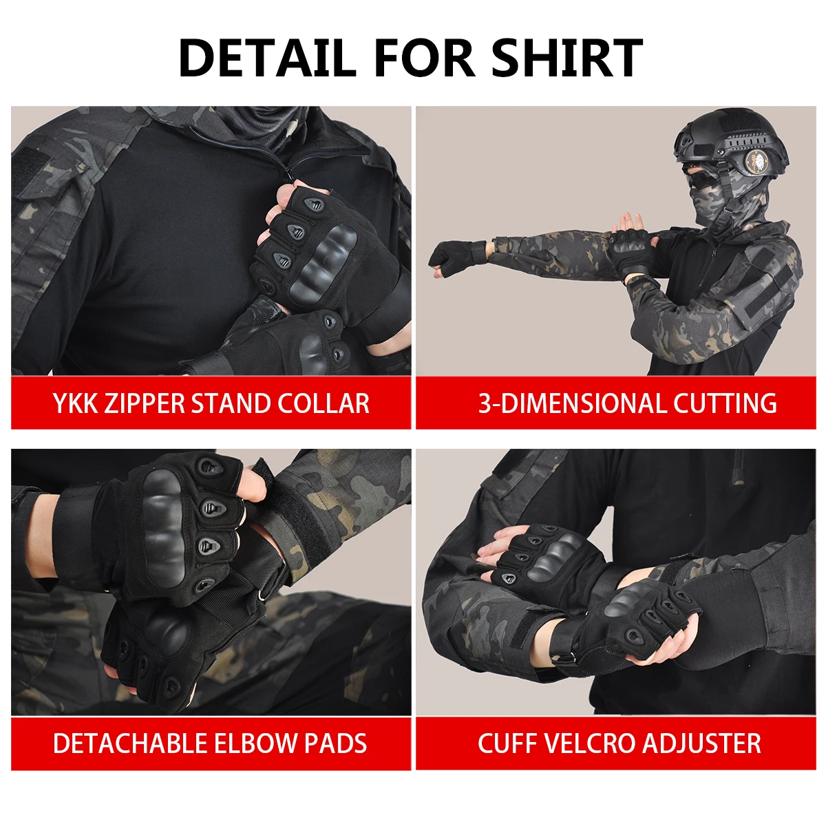 Taktische Uniform Sets Gen3 Herren Camo Anzüge Outdoor Jagd Hemd Hosen Tops Elastic Duty Sets Cargo Hosen Winddichte Arbeitskleidung – Detail 16