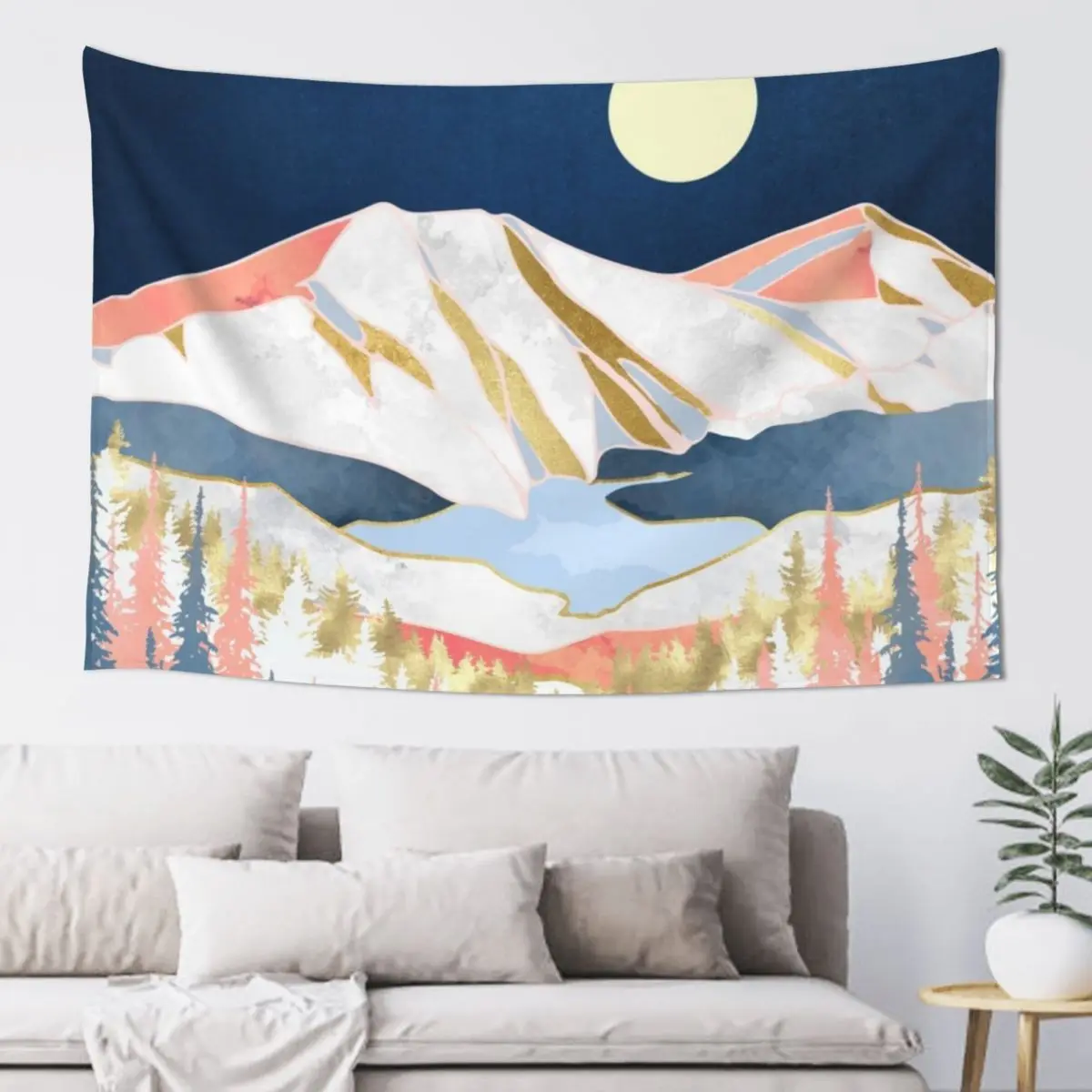 

Lake Mountains Tapestry Wall Hanging Decor Custom Tapestry