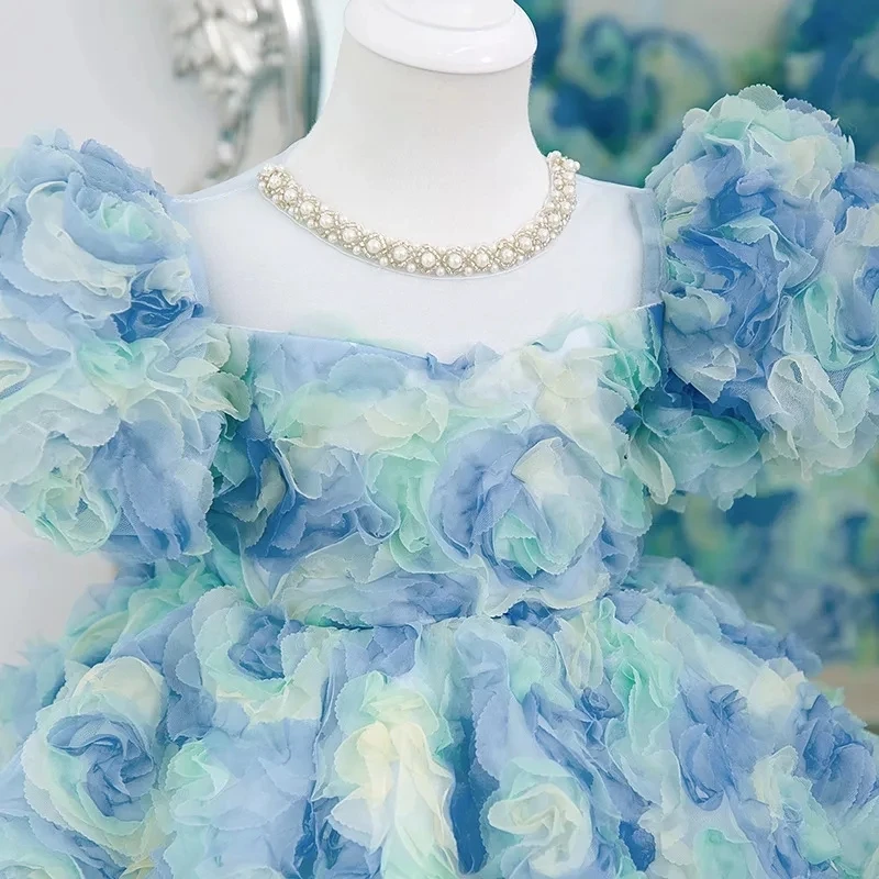 Vestidos de desfile de graduación para niños, Vestidos de Noche de lujo para niñas de flores, fiesta de cumpleaños, Vestido corto de tul de princesa para niños, 2024