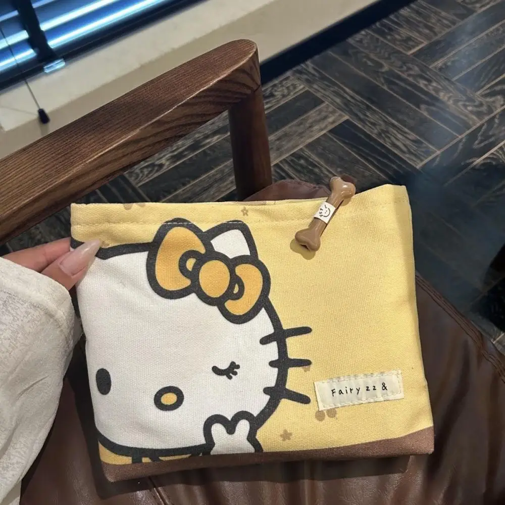 New MINISO Hello Kitty Zipper Makeup Bags Cute Anime Large Capacity Portable Storage Bag Student Stationery Box Birthday Gifts