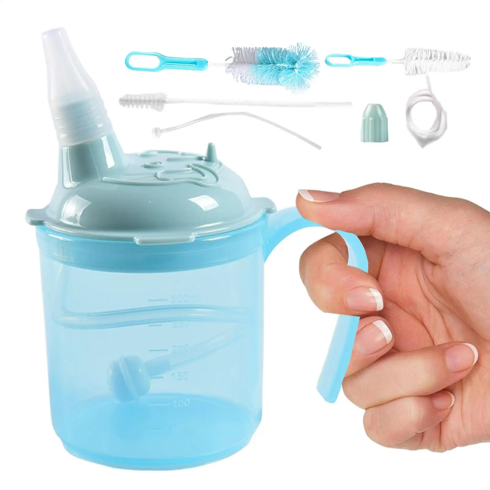 300ML Dysphagia Cup for Adults Elderly Anti Choking Spill Proof Drinking Cup with Straw Water Control Mug for Hospital Home Care