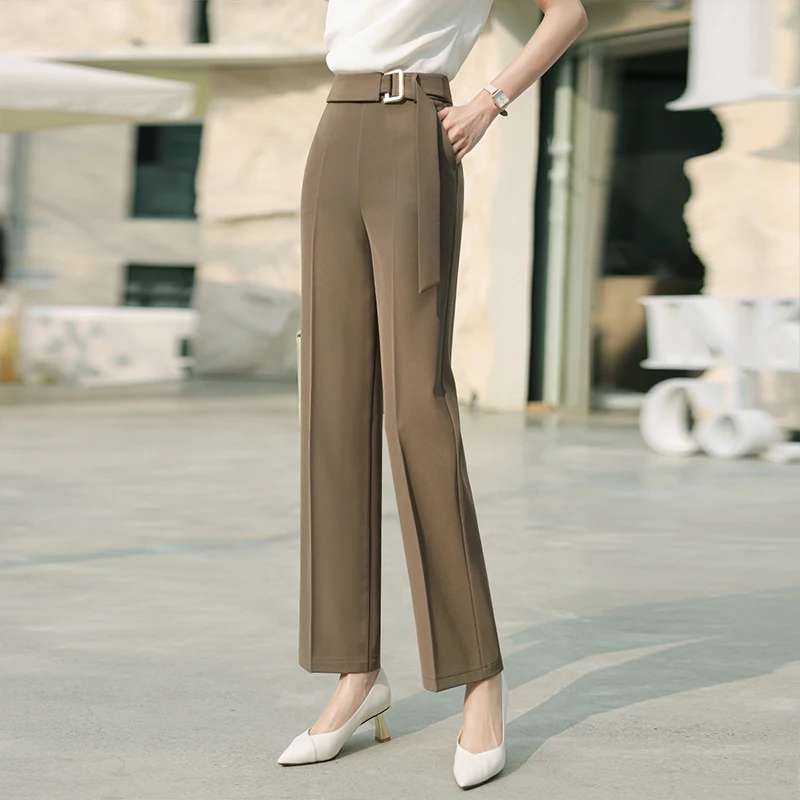 

Chic Korean Fashion Ladies Wear Fit Cropped Pants Women OL High Waist Zipper Fly Trousers Female Streetwear Clothes PyK822