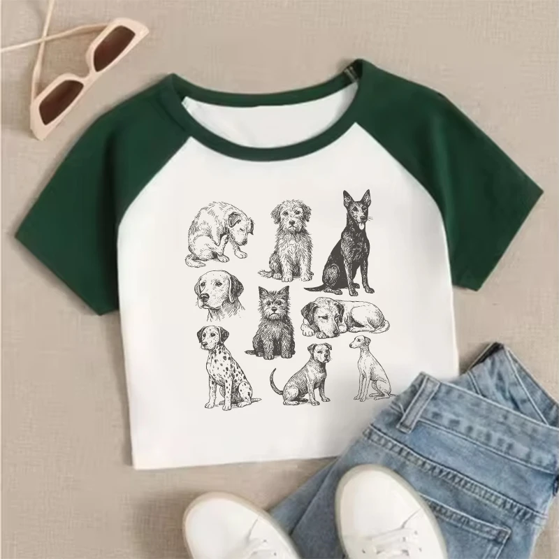 

Женская уличная одежда Y2K, эстетический топ в стиле хип-хоп, модная готическая сексуальная тонкая футболка с короткими рукавами, Harajuku, креативная футболка с принтом собаки