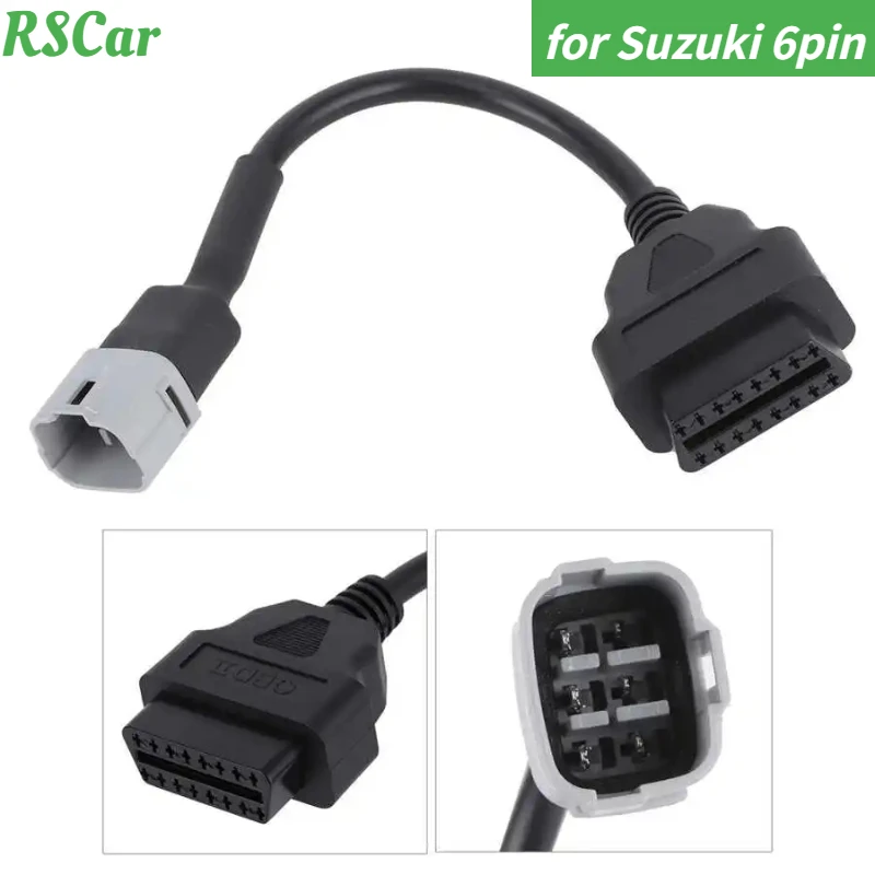 

High Quality OBD Motorcycle Cable for Suzuki 6 Pin Plug Cable Diagnostic Cable 6Pin To OBD2 16 Pin Adapter