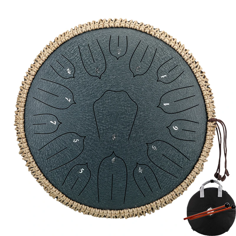 Hluru Glucophone, Steel Tongue Drum 13 Inch 15 Notes, Ethereal Drum Key D, Percussion Musical Instrument