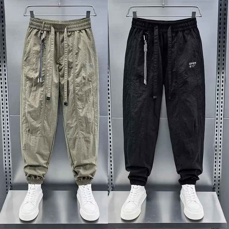 Pantalones de chándal Harem de secado rápido para hombre, pantalones de calle sueltos de Hip-hop, moda coreana, pantalones de marca de alta calidad, verano, y2k