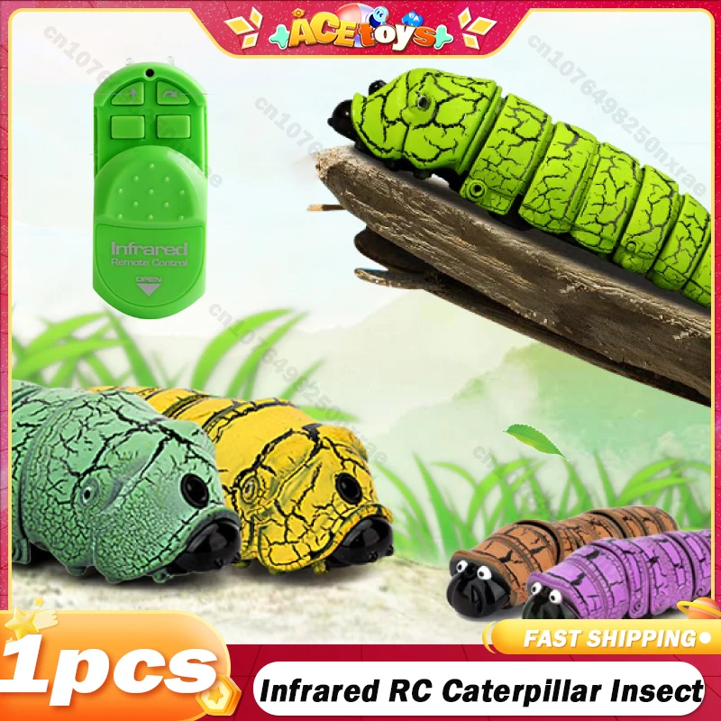 Infravermelho rc caterpillar controle remoto inseto verme mock brinquedo falso truque animal novidade piadas brincadeira crianças adulto cor aleatória presentes